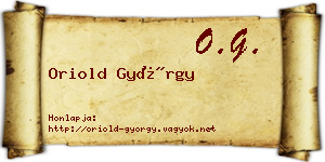 Oriold György névjegykártya